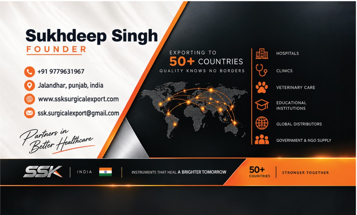 SSK Surgical Exports founder visiting card design reference